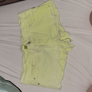 Bright yellow short shorts